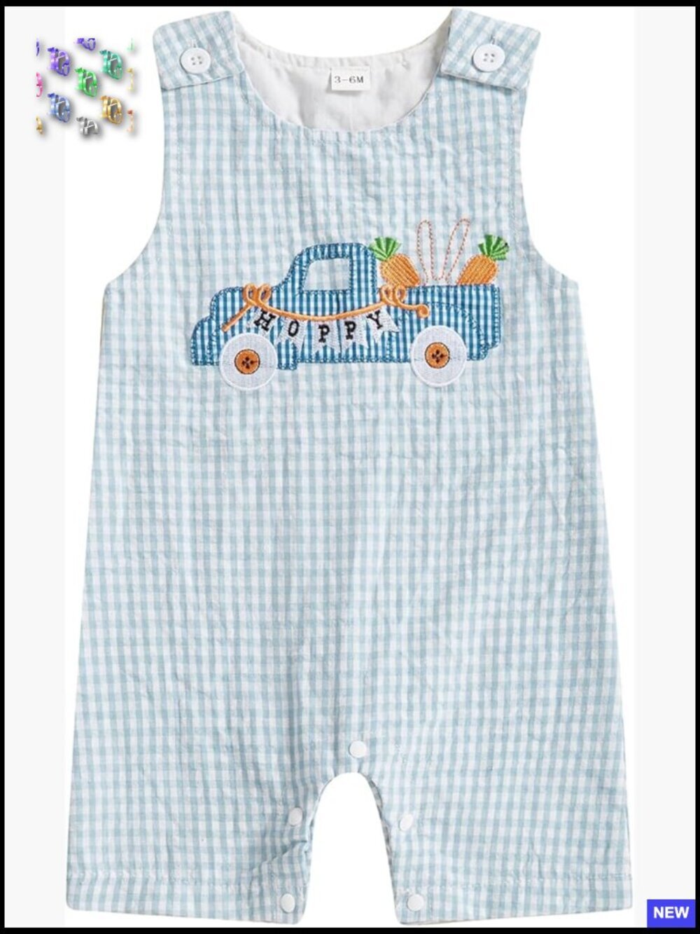 Infant Easter Romper Sleeveless Straps One Piece Overalls Plaid Bunny Outfit